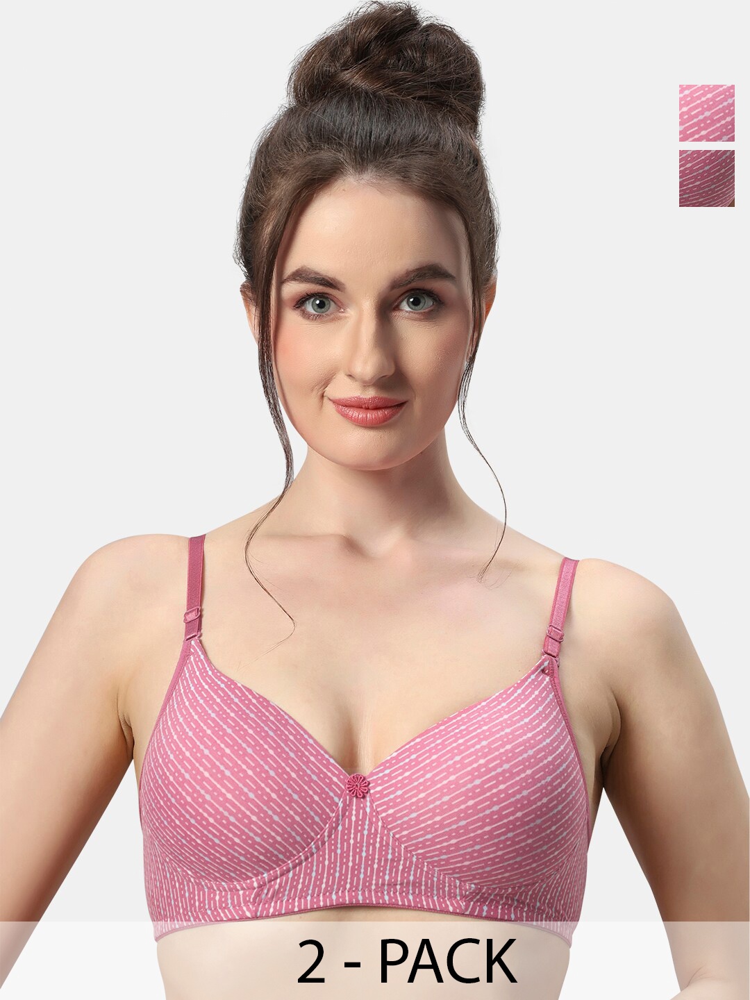 

Sonari Pack Of 2 Medium Coverage Lightly Padded Bra All Day Comfort, Rose