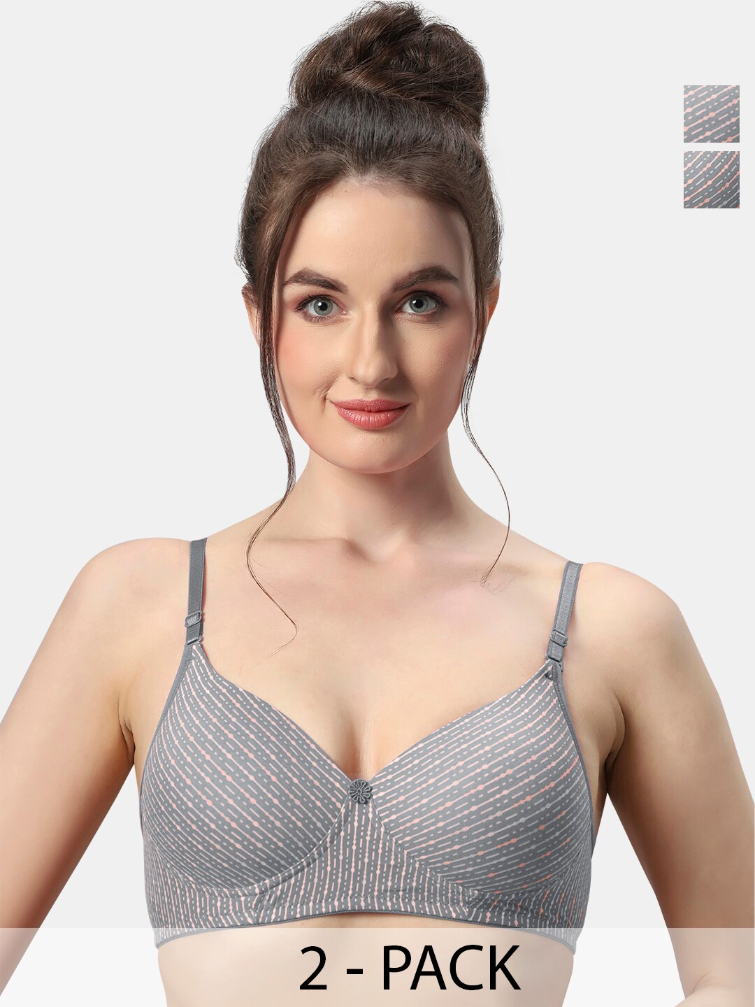 

Sonari Pack Of 2 Medium Coverage Lightly Padded Bra All Day Comfort, Grey