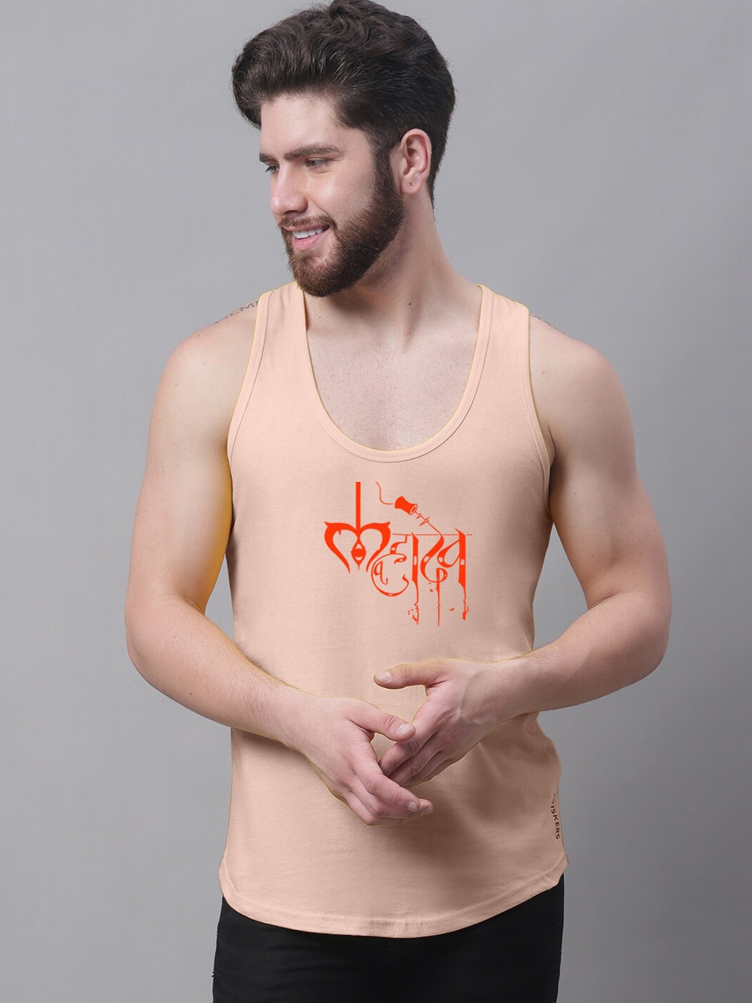 

Friskers Typography Printed Pure Cotton Innerwear Vests, Coral