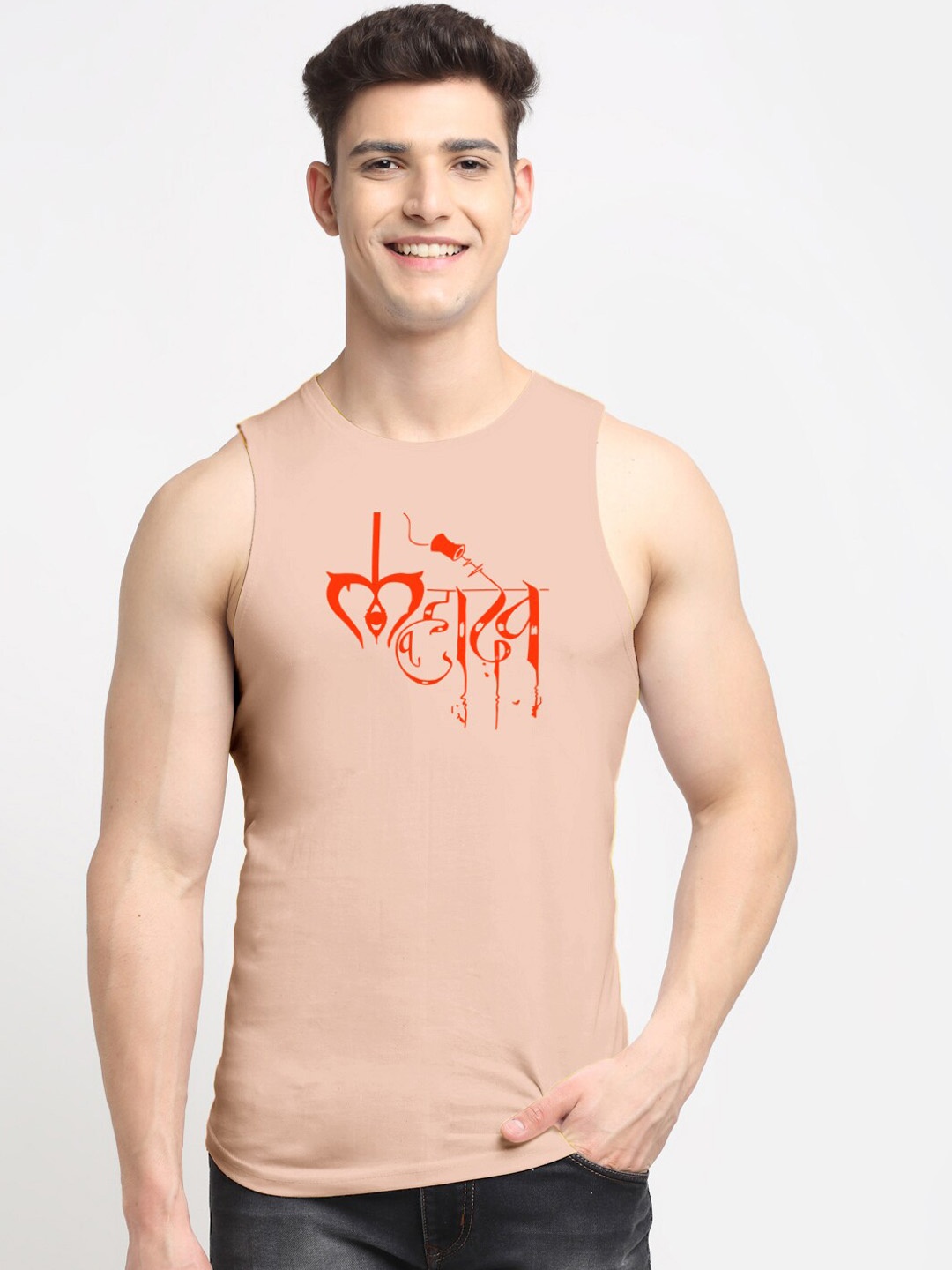 

Friskers Typography Printed Pure Cotton Innerwear Vests, Coral