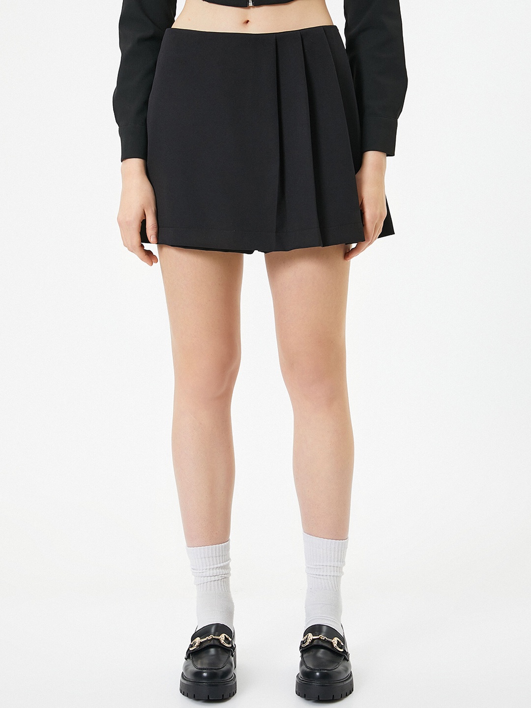 

Koton Gathered or Pleated Mini Skorts, Black
