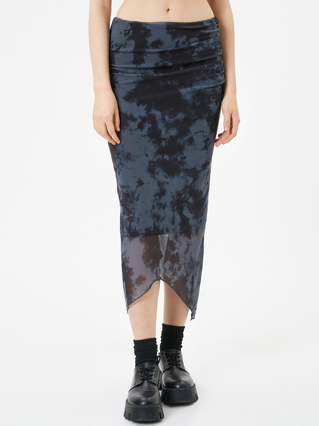 

Koton Abstract Printed A-Line Midi Skirt, Blue