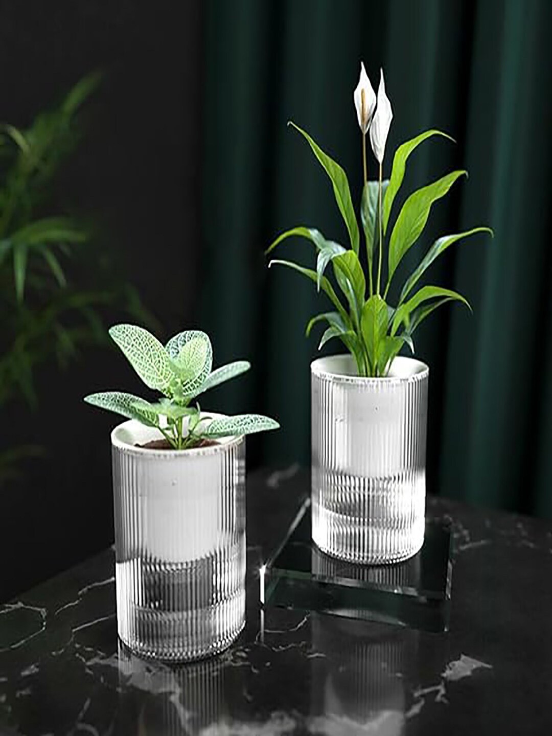 

Kuber Industries White 2 Pieces Self Watering Flower Planter Pots