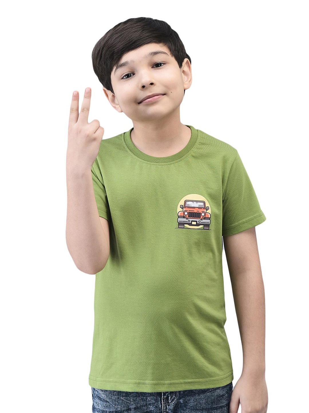 

Trenz Boys Short Sleeves Round Neck T-shirt, Olive