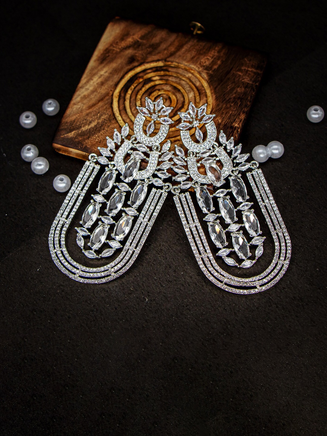 

Manikya Contemporary Drop Earrings, Silver