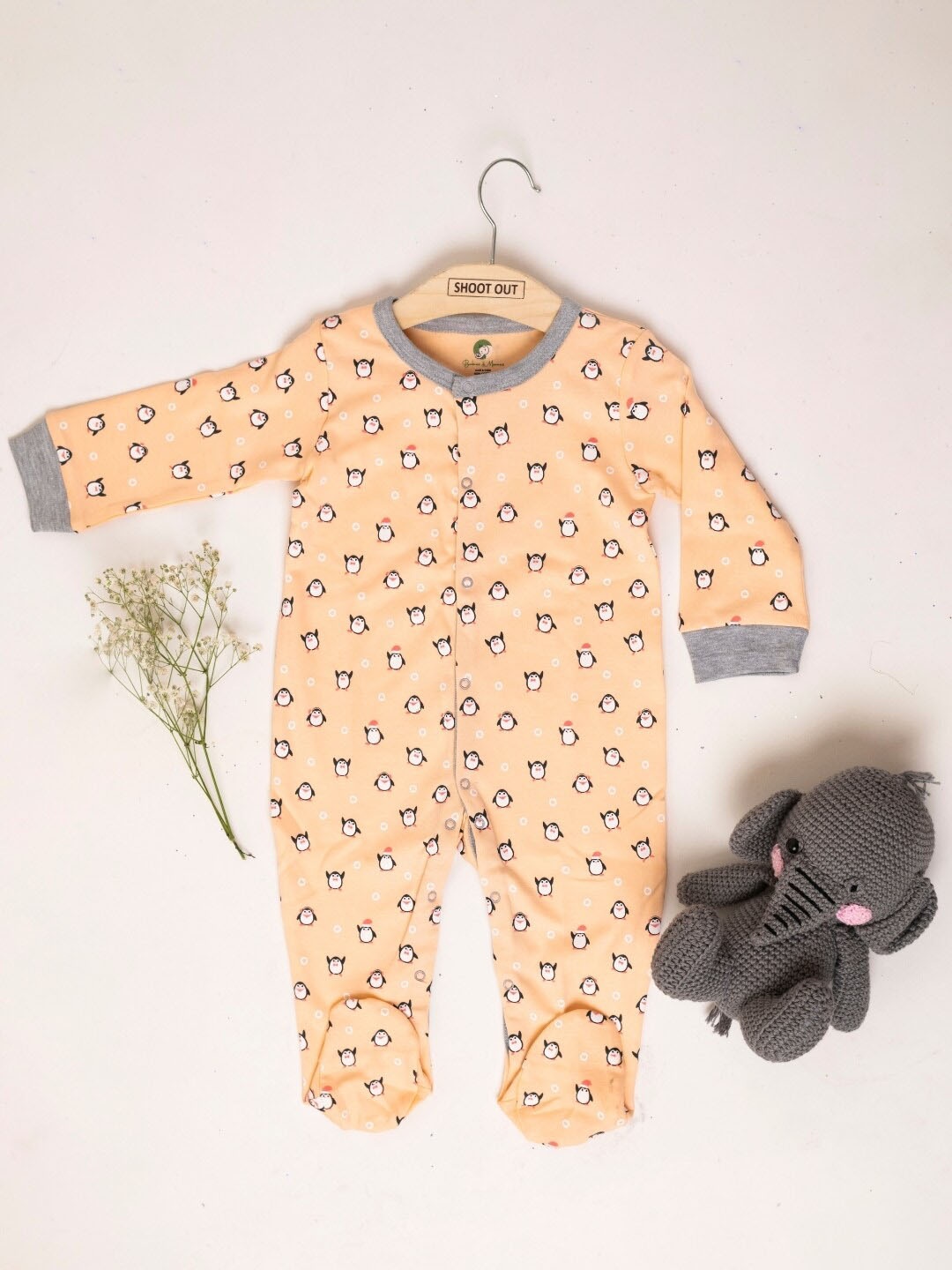 

BAESD Infants Kids Printed Cotton Sleepsuit, Peach