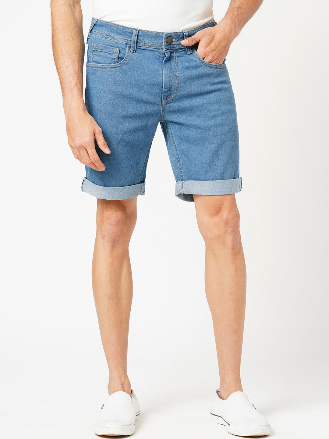

Harvard Men Slim Fit Low-Rise Denim Shorts, Na