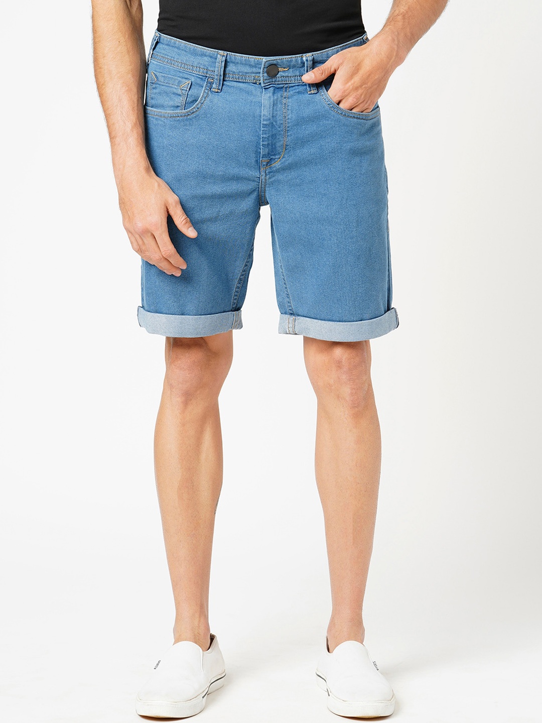 

Mast & Harbour Men Slim Fit Low-Rise Denim Shorts, Na