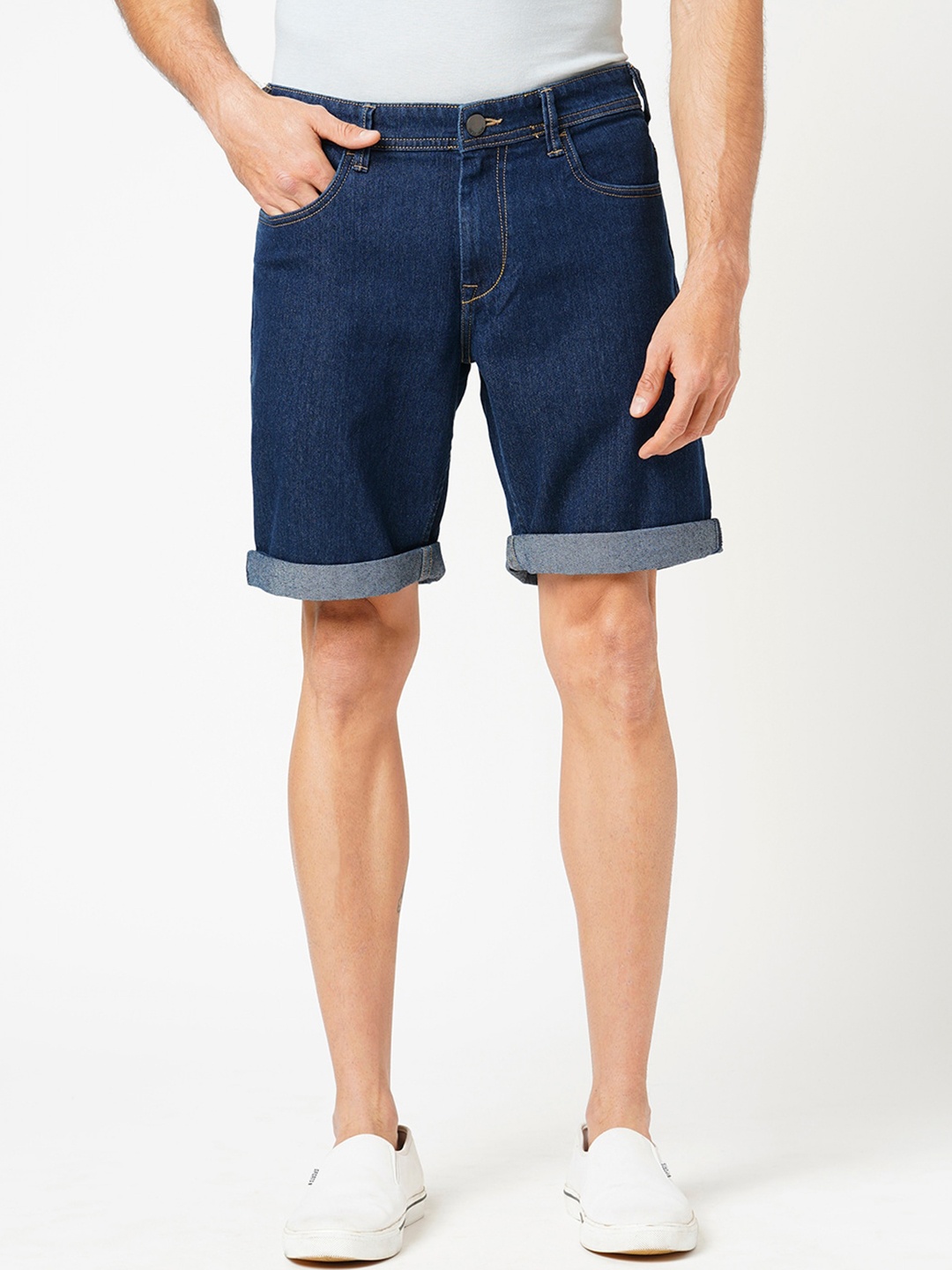 

Mast & Harbour Men Slim Fit Low-Rise Denim Shorts, Na