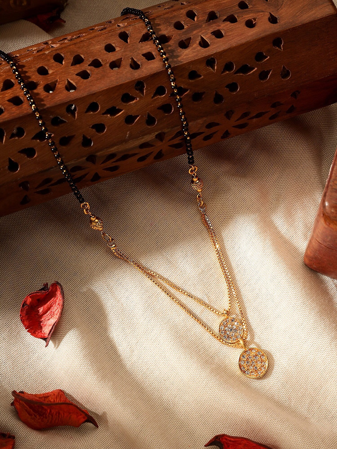 

AARSHVI Gold-Plated Beaded Mangalsutra