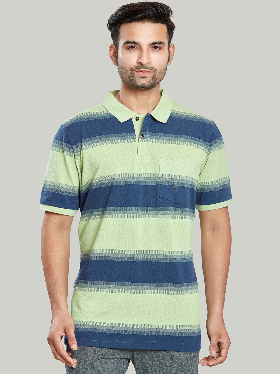 

CELSIUS Men Colourblocked Polo Collar T-shirt, Green