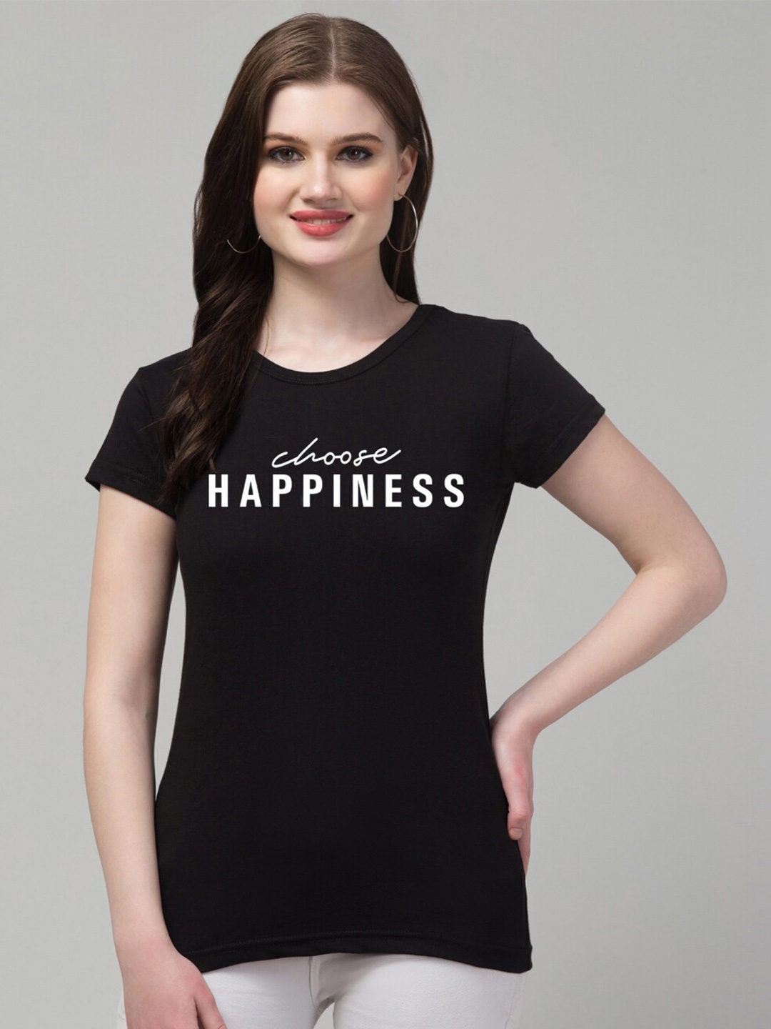 

Trend Level Typography Printed Pure Cotton T-shirt, Black