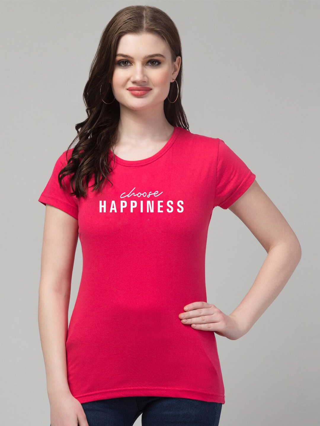 

Trend Level Typography Printed Pure Cotton T-shirt, Pink