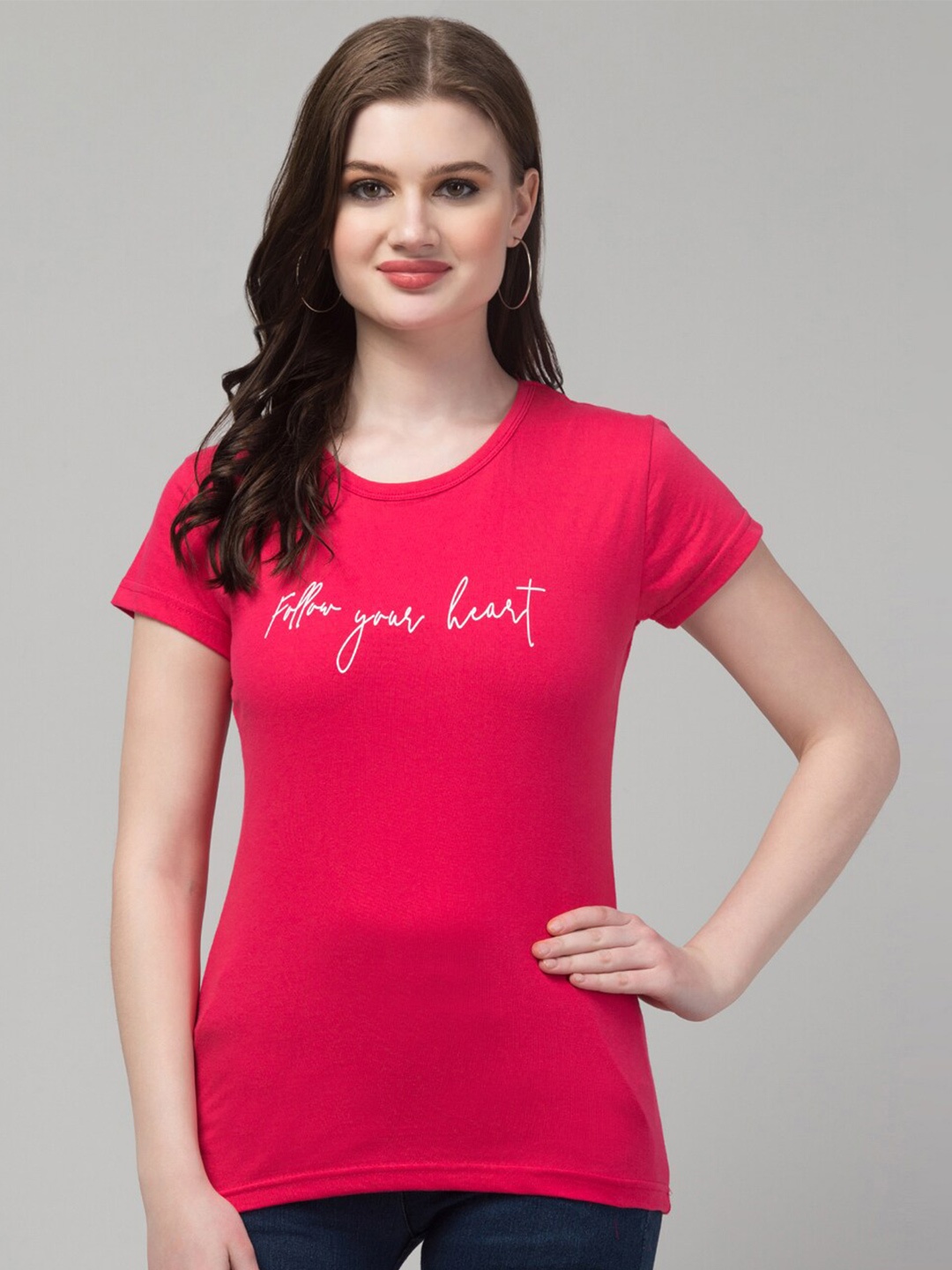 

Trend Level Typography Printed Pure Cotton T-shirt, Pink