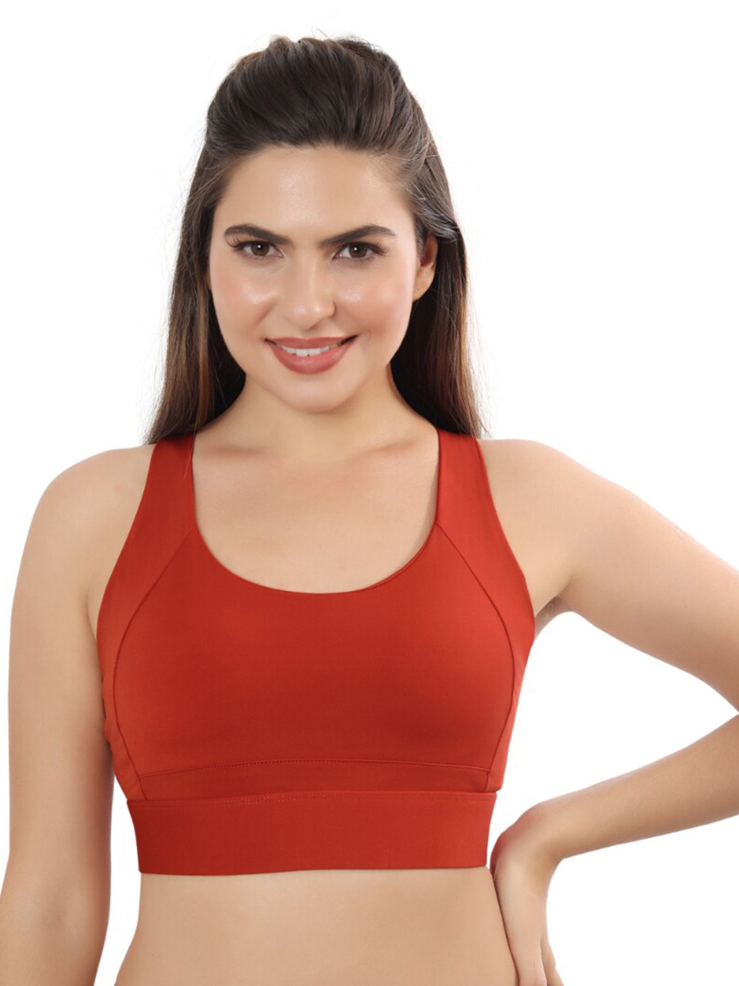 

FABLUK Full Coverage Lightly Padded Workout Bra with All Day Comfort, Red