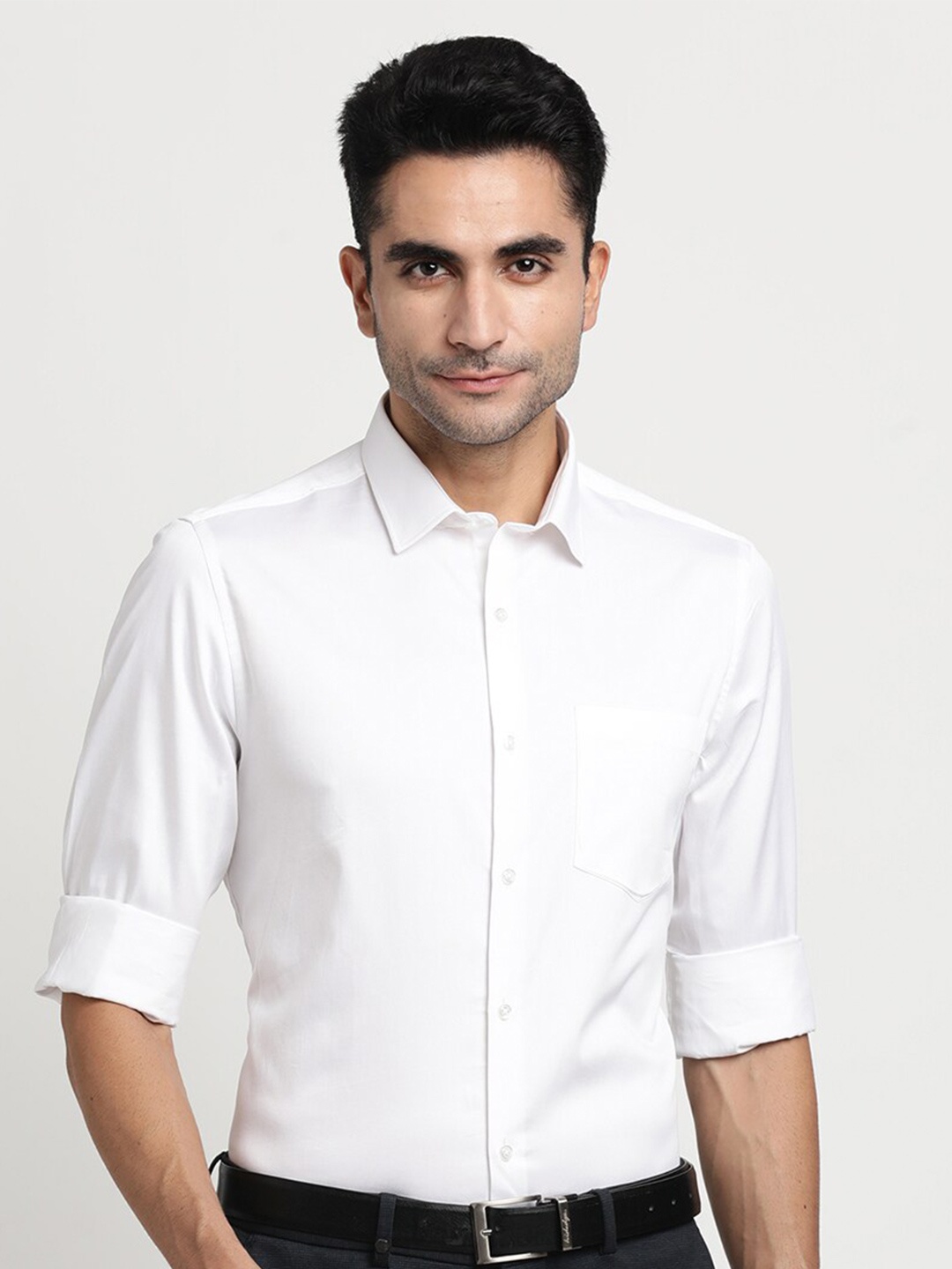 

Turtle Men Standard Pure Cotton Formal Shirt, White