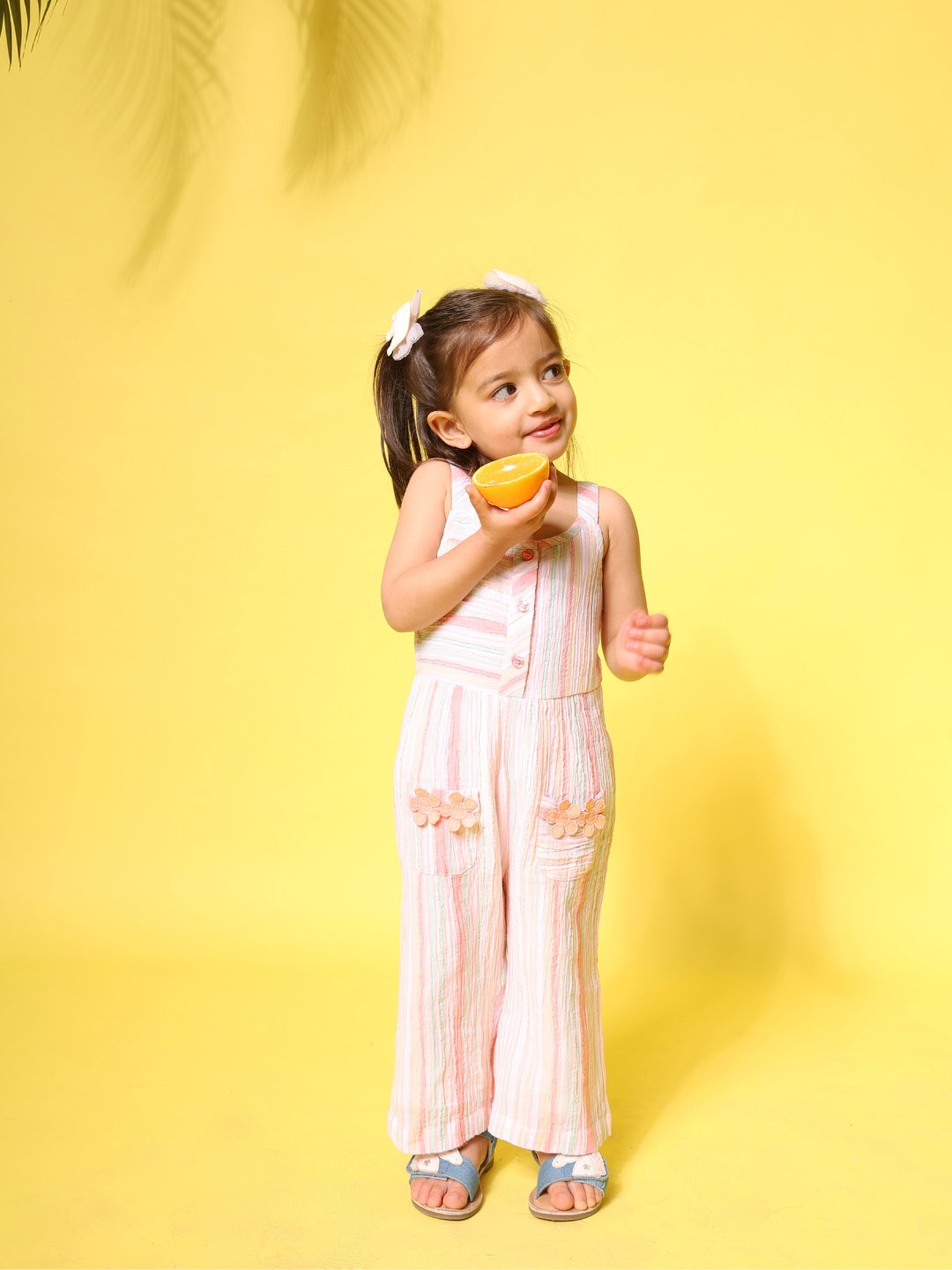 

Budding Bees Girls Striped Cotton Basic Jumpsuit, Assorted