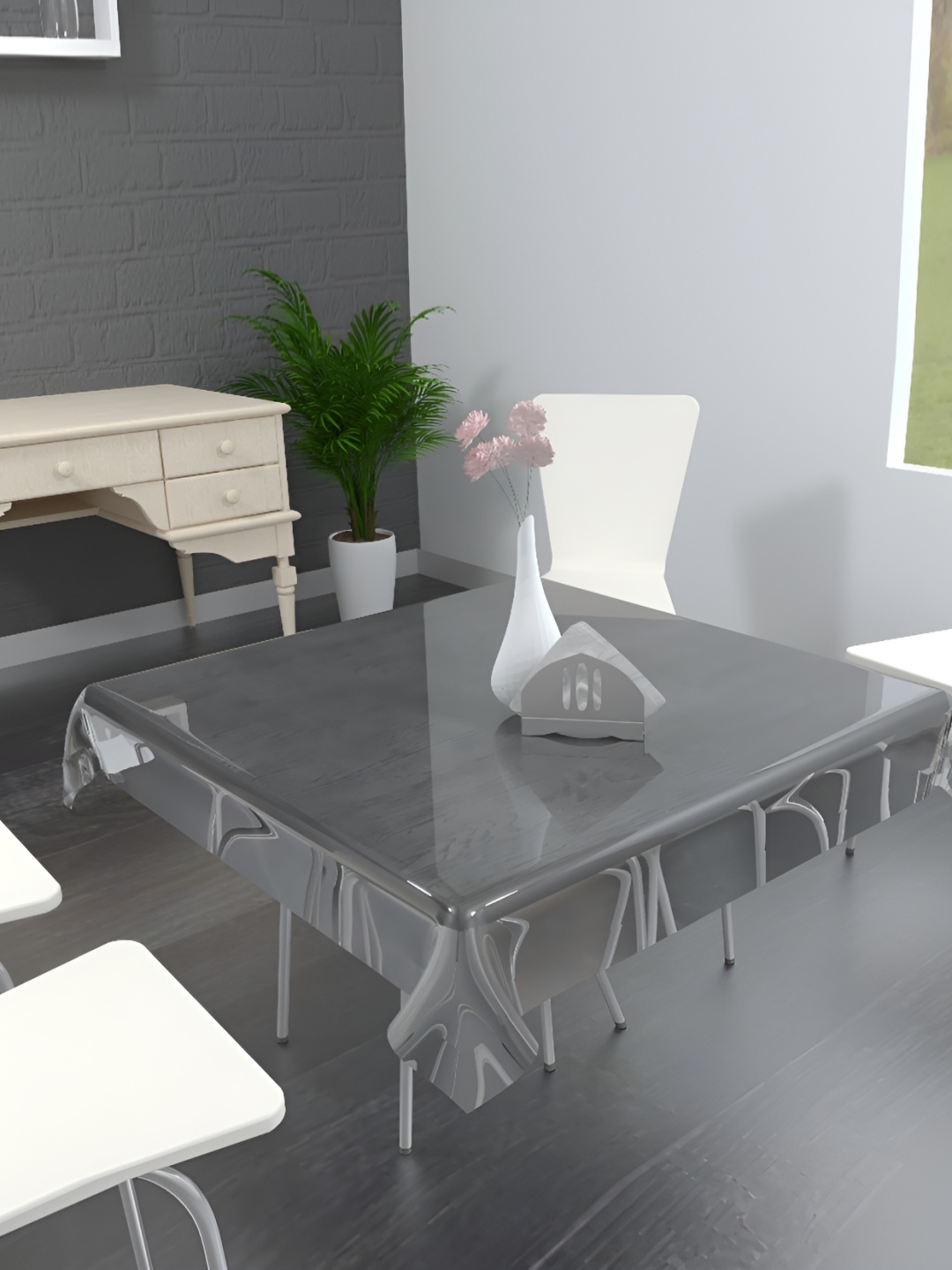 

MONKDECOR Transparent Square Waterproof 4-Seater Table Cover