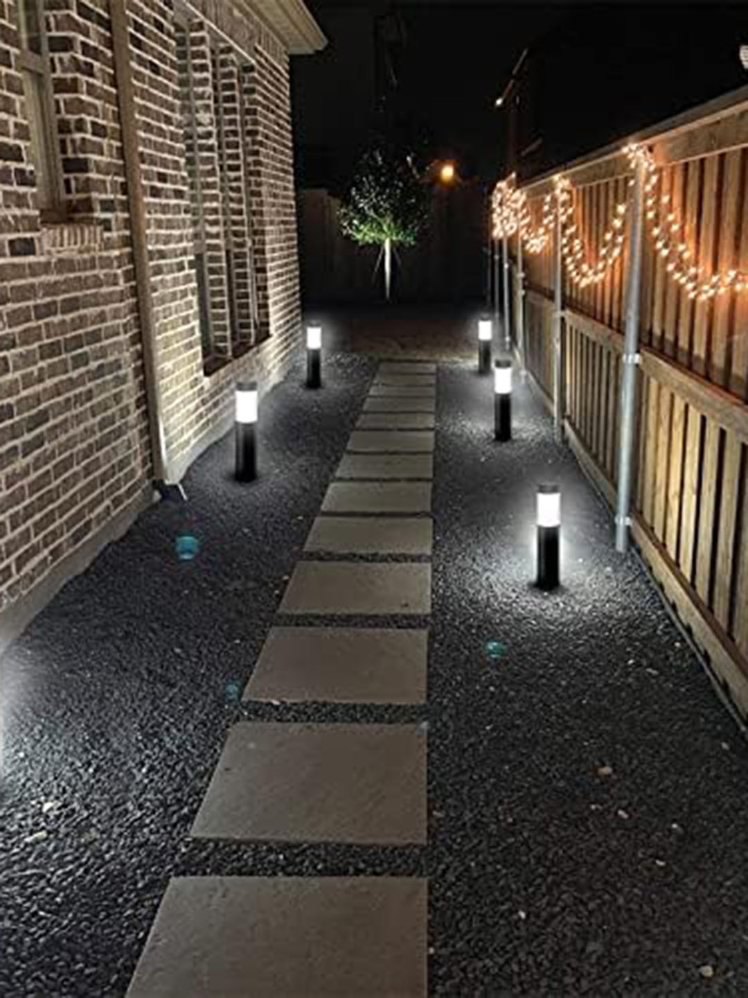 

XERGY Black 2 Pieces Stainless Steel Garden Solar Path LED Bollard Lights