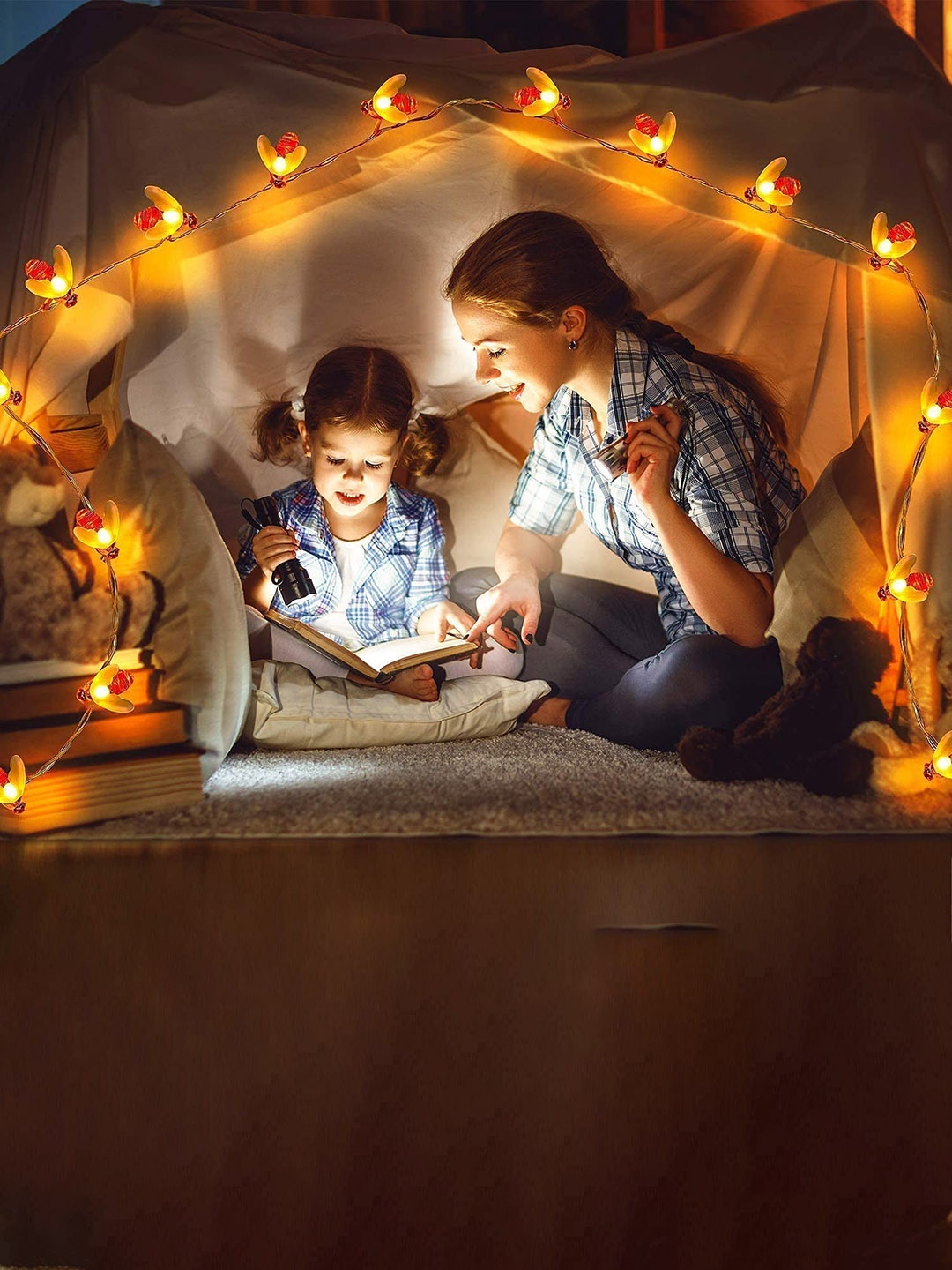 

XERGY Off White 16 LED Honey Bee String Fairy String Lights, Yellow