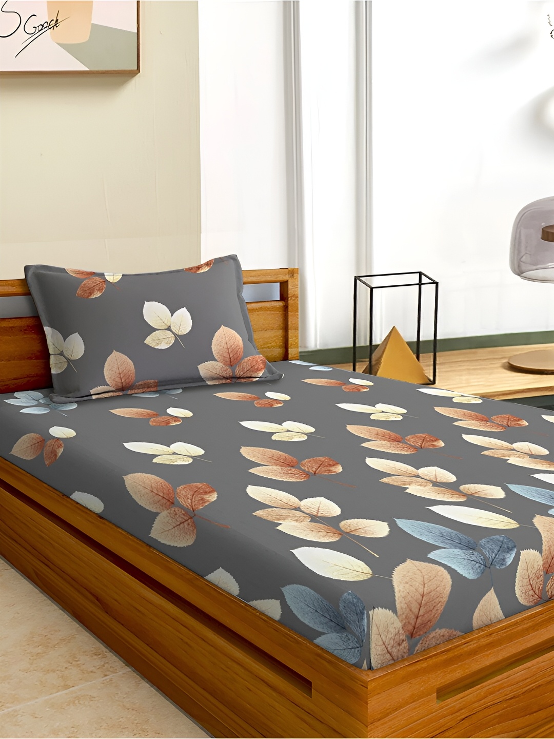 

Aura Grey & Brown Floral 180 TC Single 120 GSM Bedsheet with Pillow Cover