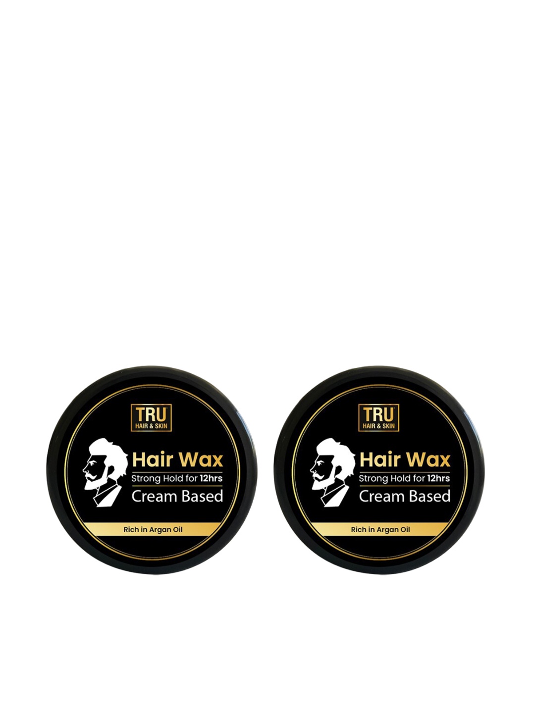 

TRU HAIR Set of 2 Strong Hold for 12-Hours Hair Wax Cream with Argan Oil - 100 g each, Black