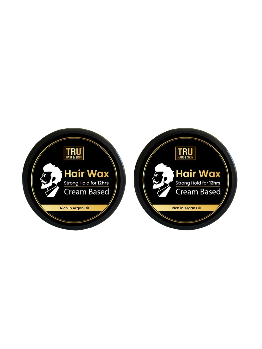 

TRU HAIR Set of 2 Strong Hold for 12-Hours Hair Wax Cream with Argan Oil - 50 g each, Black