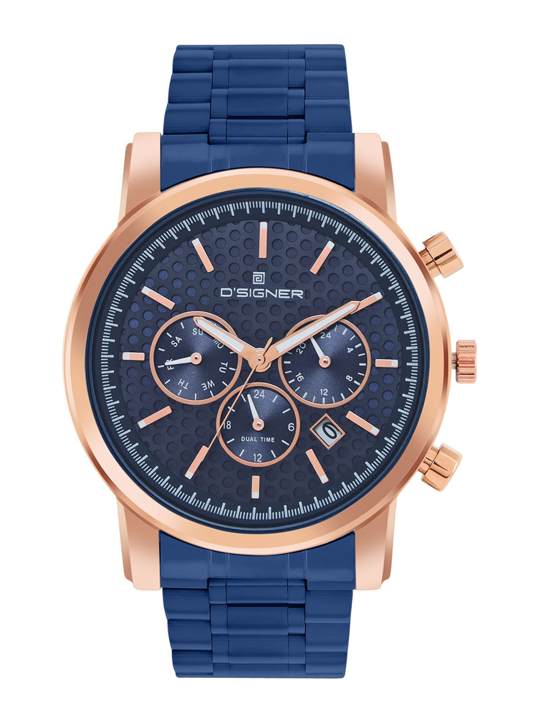 

Dsigner Men Brass Dial & Textured Straps Analogue Watch 795RGBLM.5G, Blue