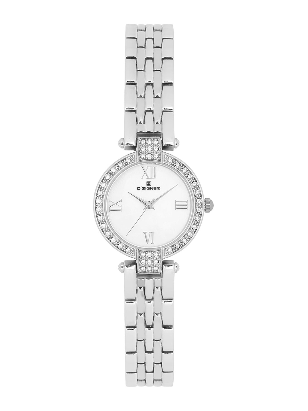 

Dsigner Women Brass Embellished Dial & Bracelet Style Straps Analogue Watch 628SM.6L, White
