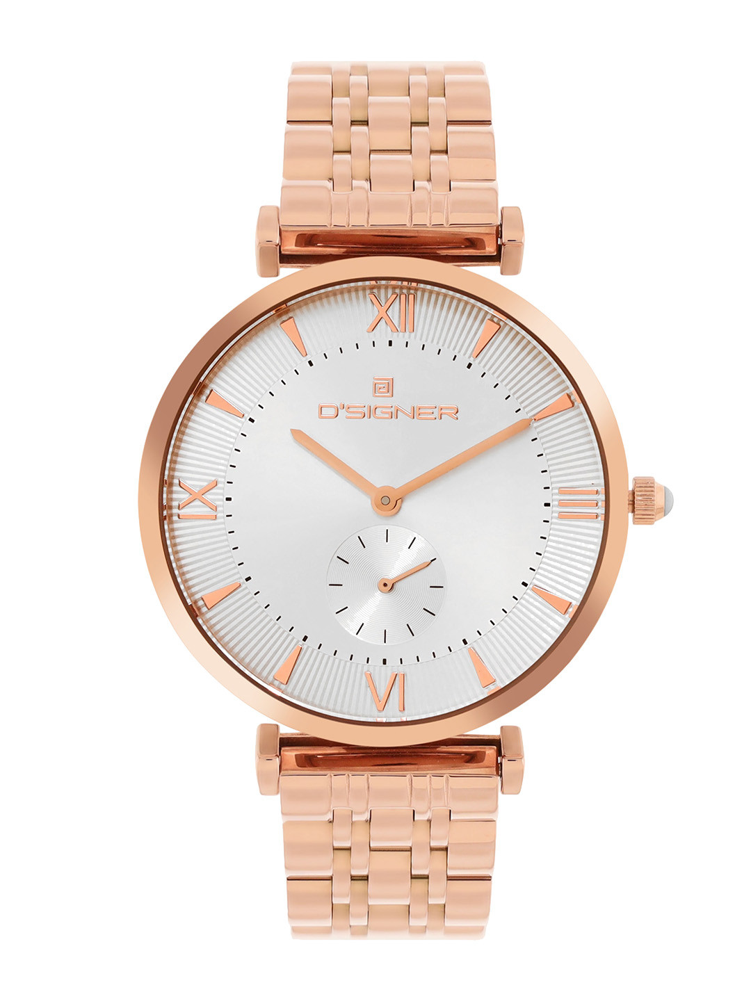 

Dsigner Men Brass Embellished Dial & Straps Analogue Watch 844RGM.2G, Silver