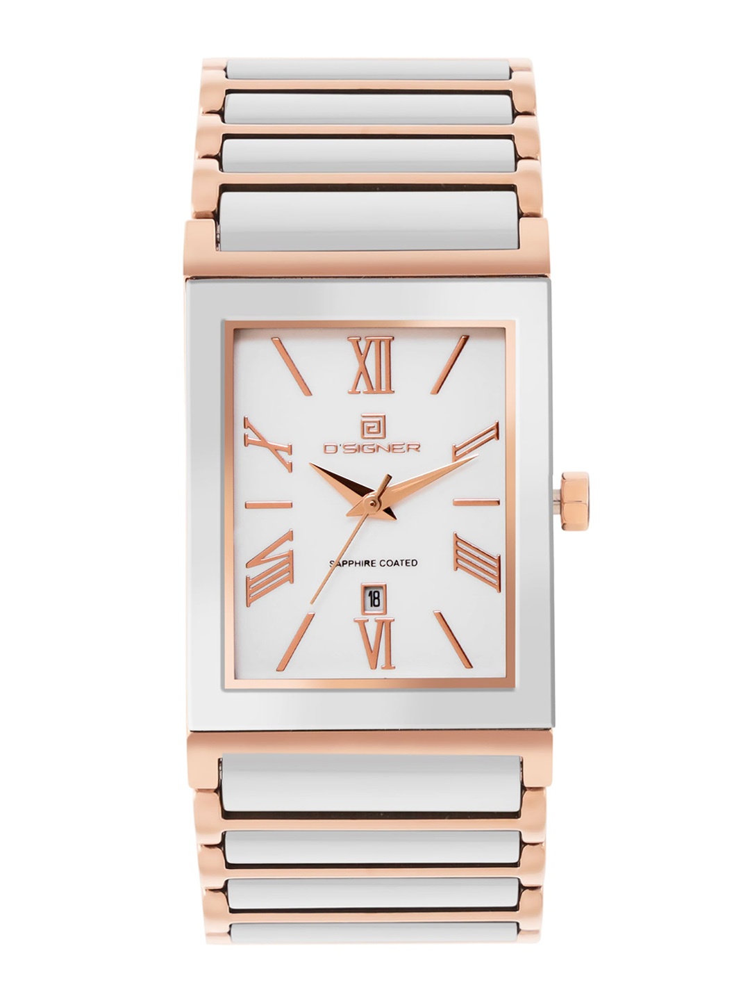 

Dsigner Men Brass Dial & Ceramic Bracelet Style Straps Analogue Watch 817RGWCRM.2G, White