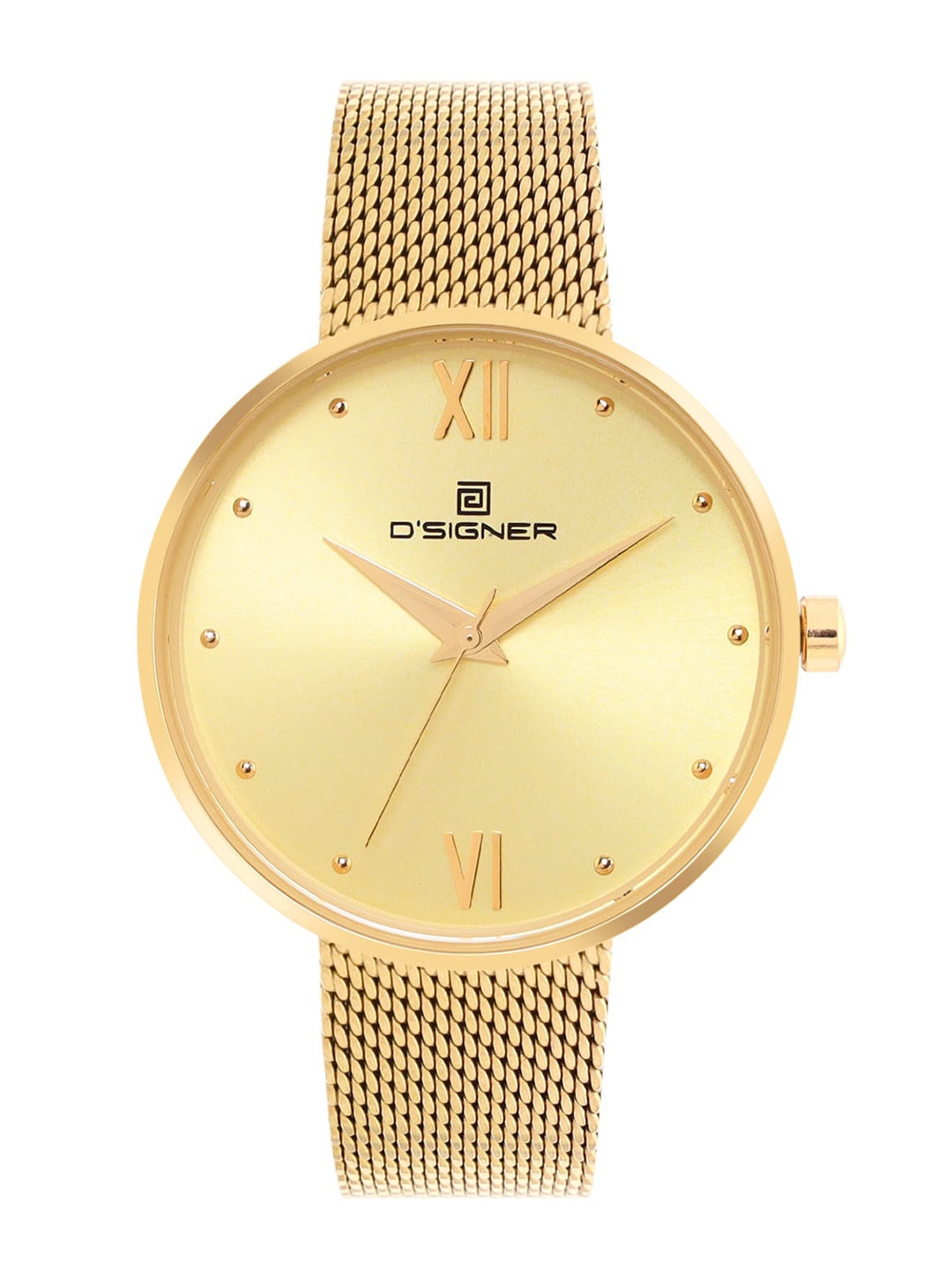 

Dsigner Women Brass Embellished Dial & Stainless Steel Bracelet Style Straps Analogue Watch 788GM.4L, Gold