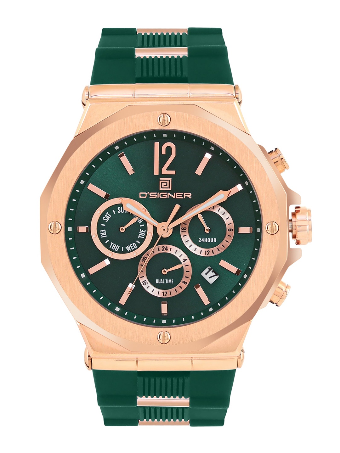 

Dsigner Men Brass Dial & Straps Analogue Watch 820RGFS.16G, Green