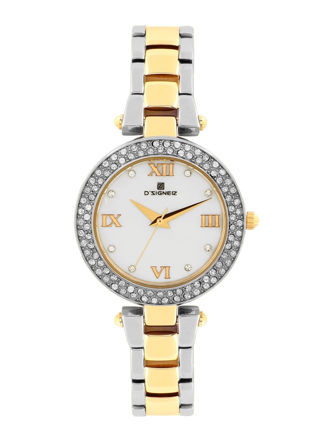 

Dsigner Women Brass Embellished Dial & Bracelet Style Straps Analogue Watch 627TM.6L, White