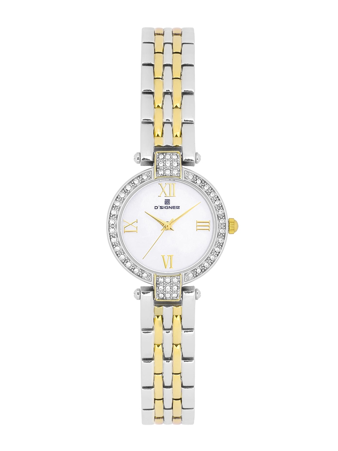 

Dsigner Women Embellished Dial & Bracelet Style Straps Analogue Watch 628TM.6L, White