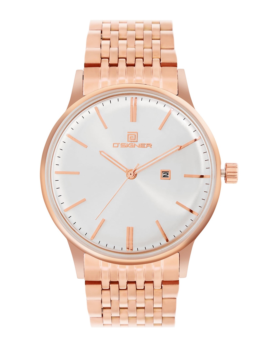 

Dsigner Men Brass Dial & Bracelet Style Straps Analogue Watch 829RGM.2G, Silver