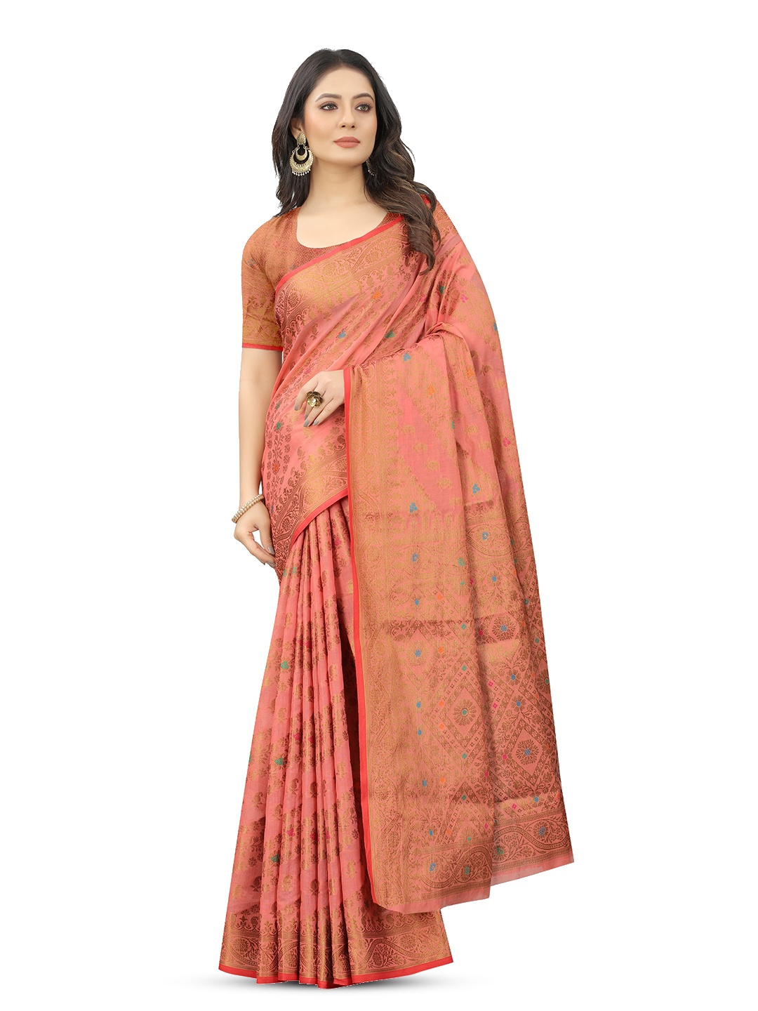 

koram design Woven Design Zari Banarasi Saree, Pink