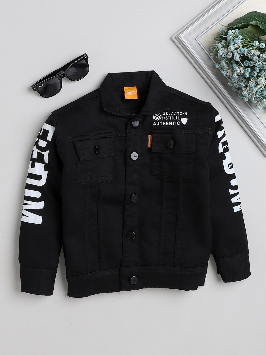 

Ministitch Boys Tailored Jacket with Patchwork, Black