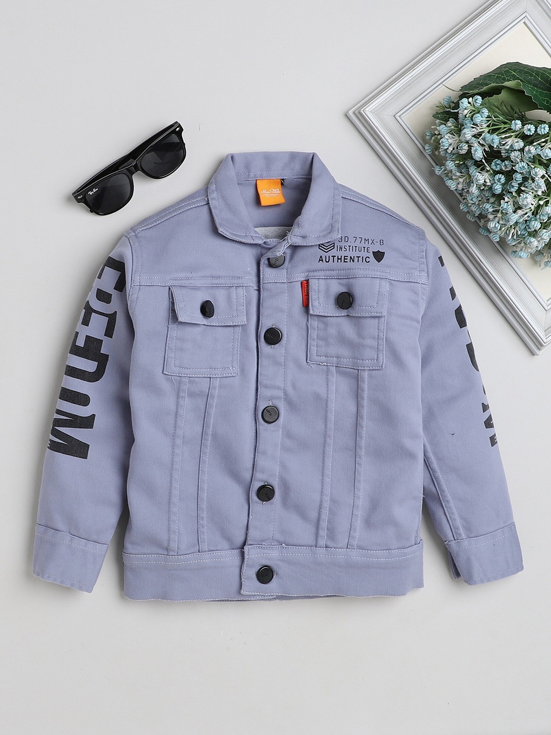 

Ministitch Boys Denim Jacket with Embroidered, Navy blue
