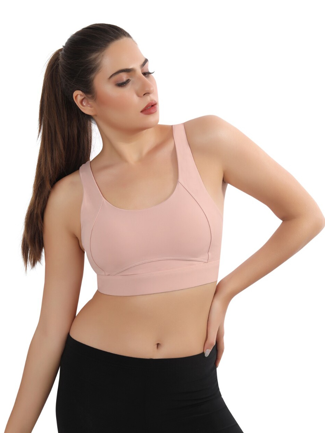 

FABLUK Full Coverage Lightly Padded Anti Odour Workout Bra With All Day Comfort, Pink