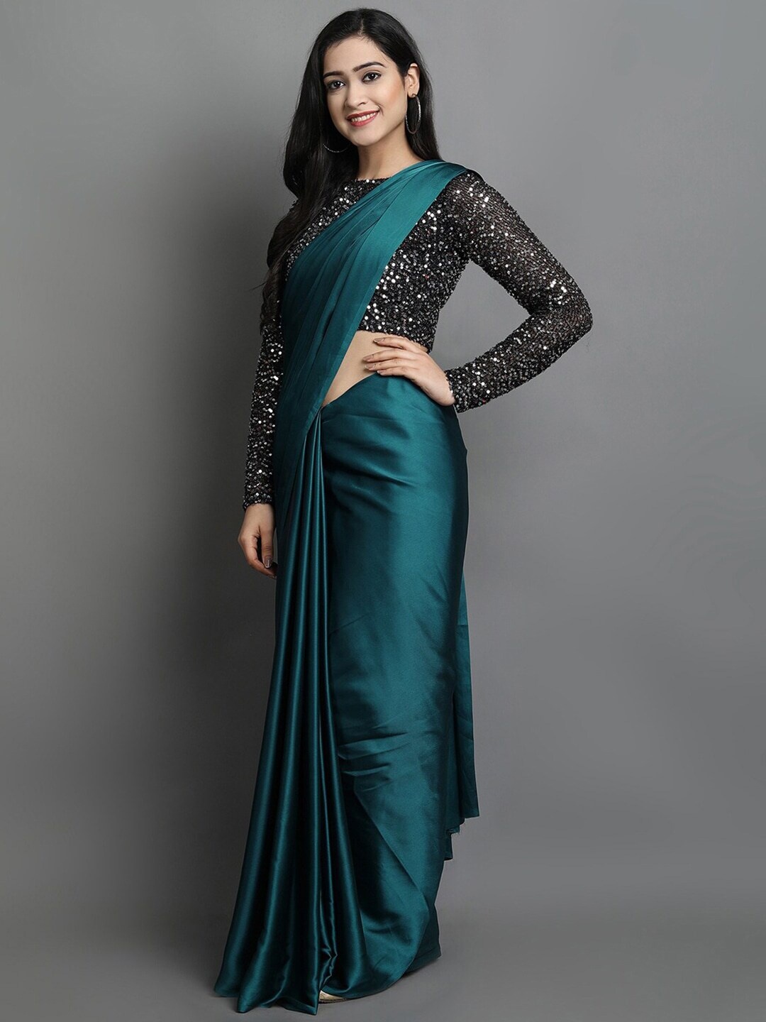 

SANJANA SILK Pure Georgette Saree, Turquoise blue