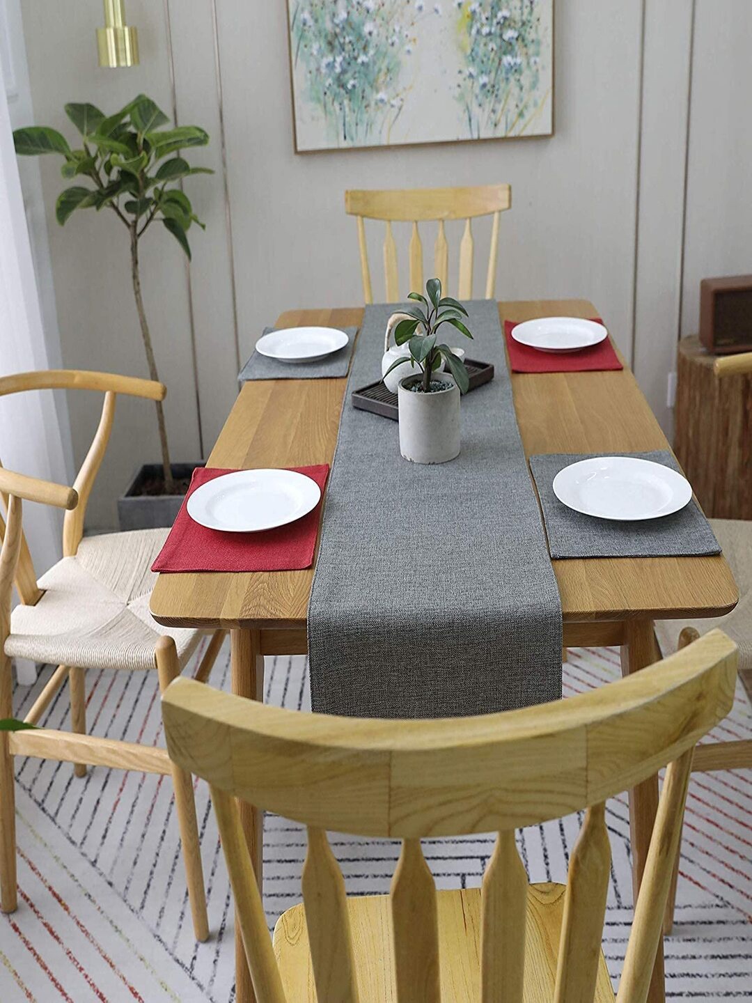 

CASA-NEST Heat Resistant Jute Dining Table Runner, Grey