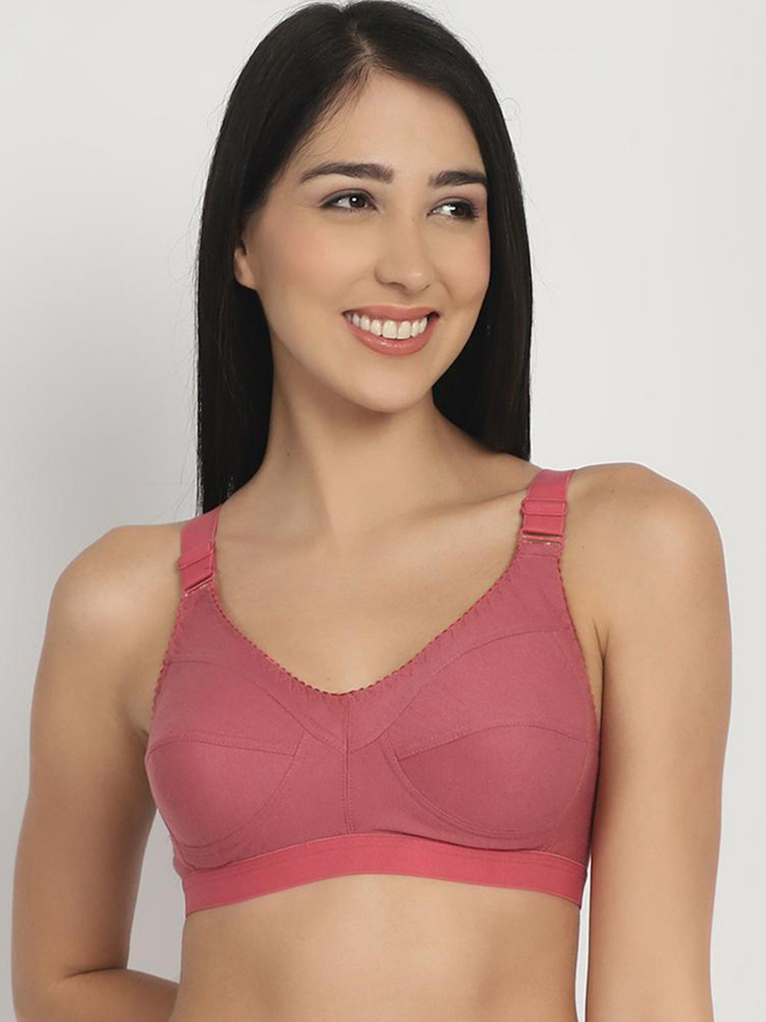 

Extoes Full Coverage Seamless Non Padded Cotton T-shirt Bra With All Day Comfort, Coral