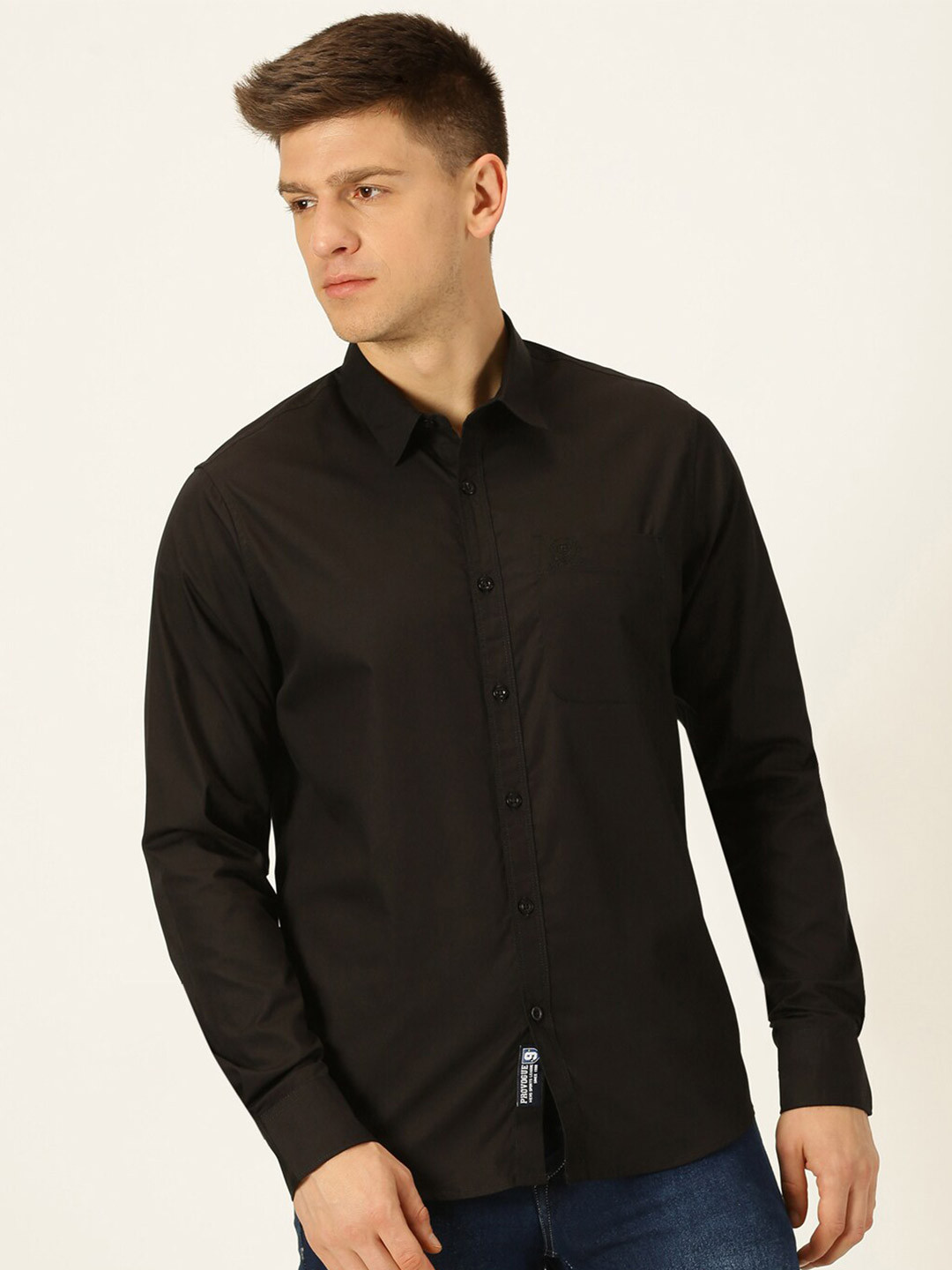 

Provogue Classic Slim Fit Pure Cotton Casual Shirt, Black