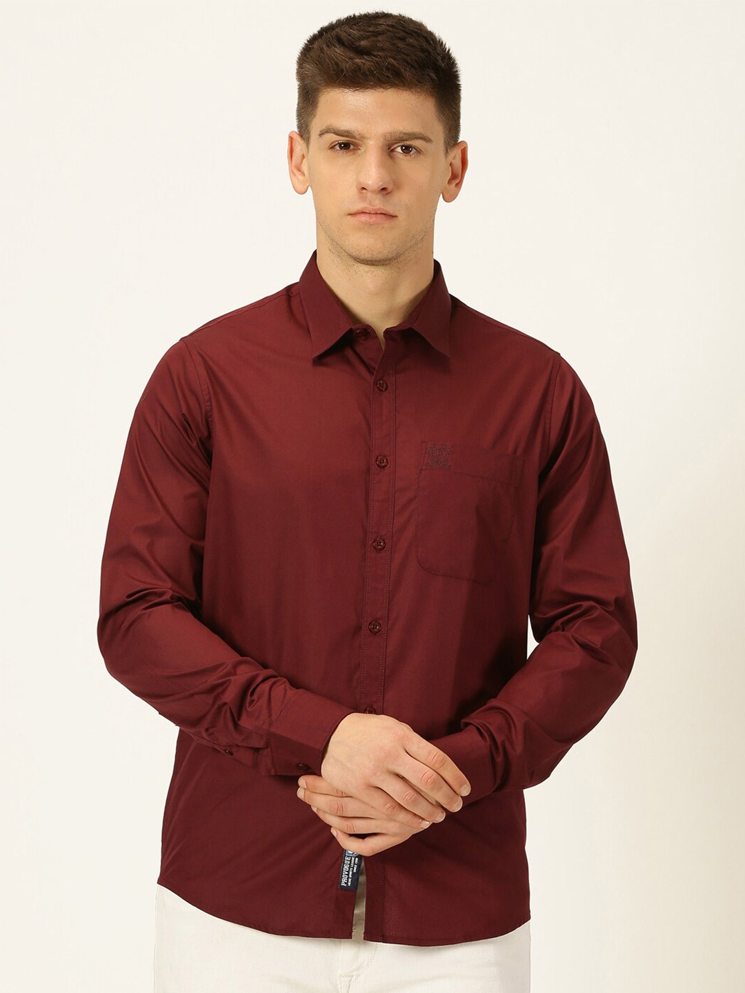 

Provogue Classic Slim Fit Pure Cotton Casual Shirt, Maroon