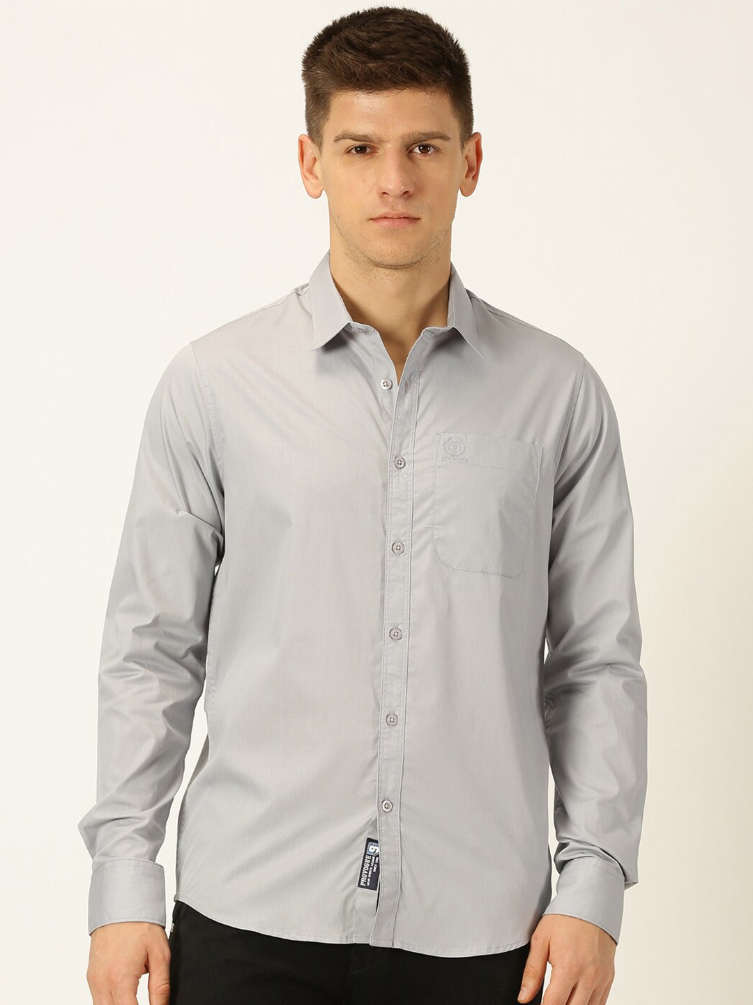 

Provogue Classic Slim Fit Pure Cotton Casual Shirt, Steel