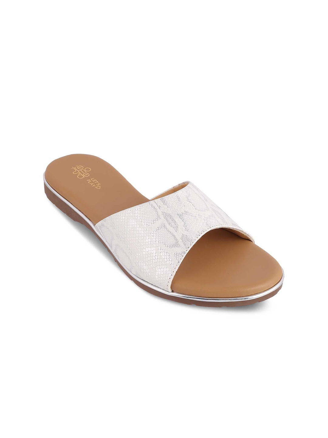 

Tresmode Textured Open Toe Flats, White