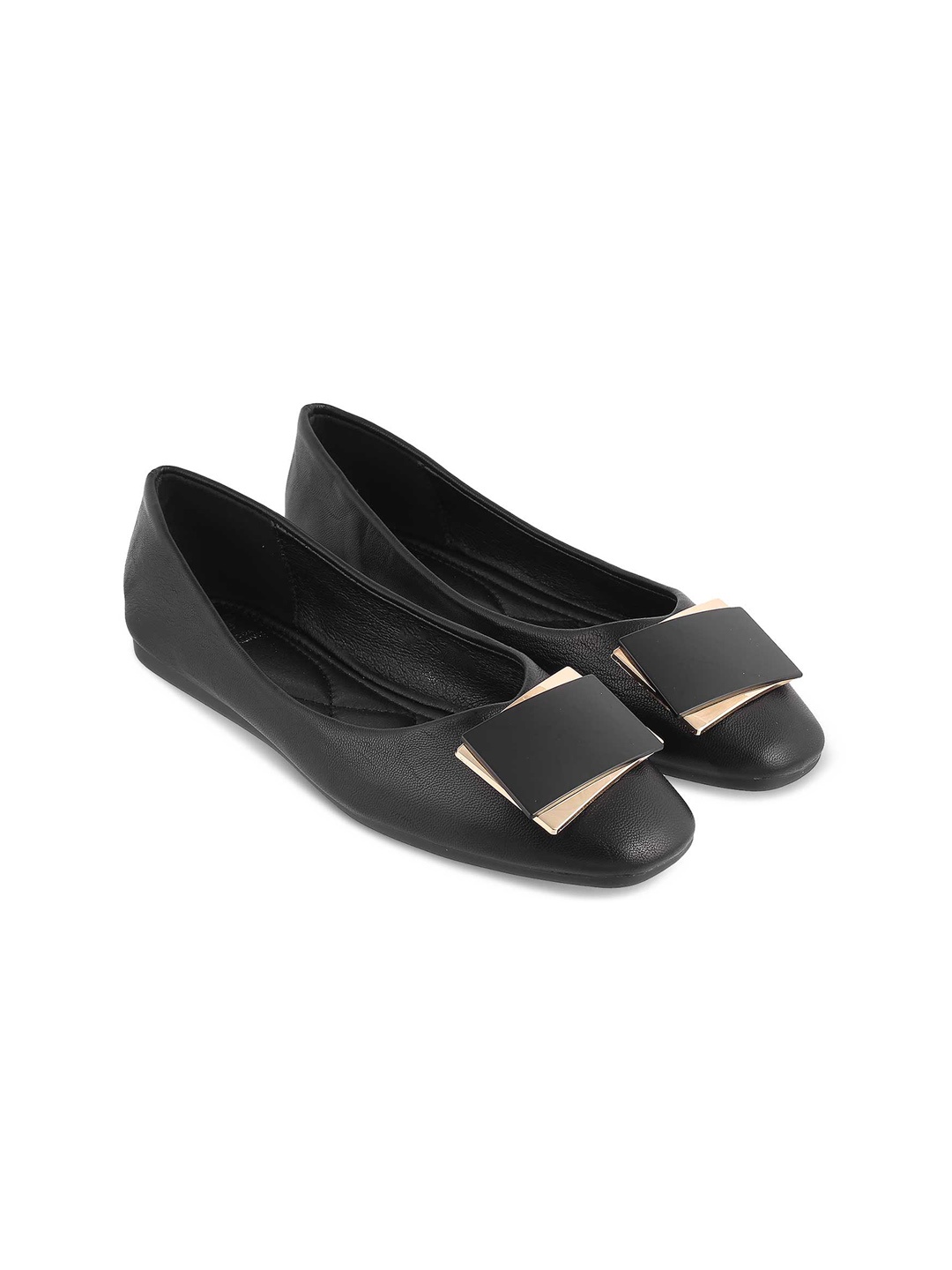 

Tresmode Embellished Square Toe Ballerinas, Black