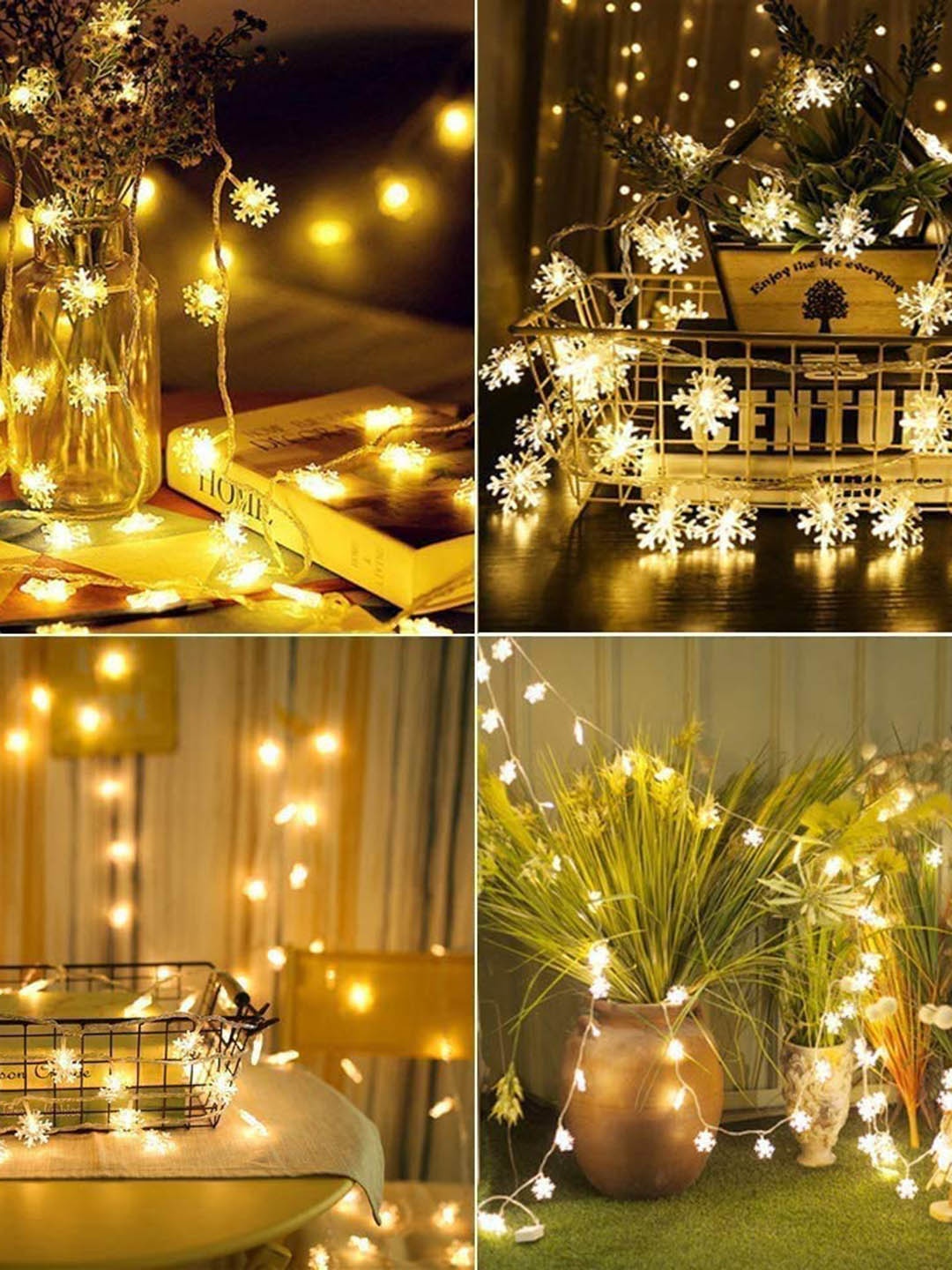 

XERGY 14 Snowflakes Design String Fairy Led Lights, Yellow