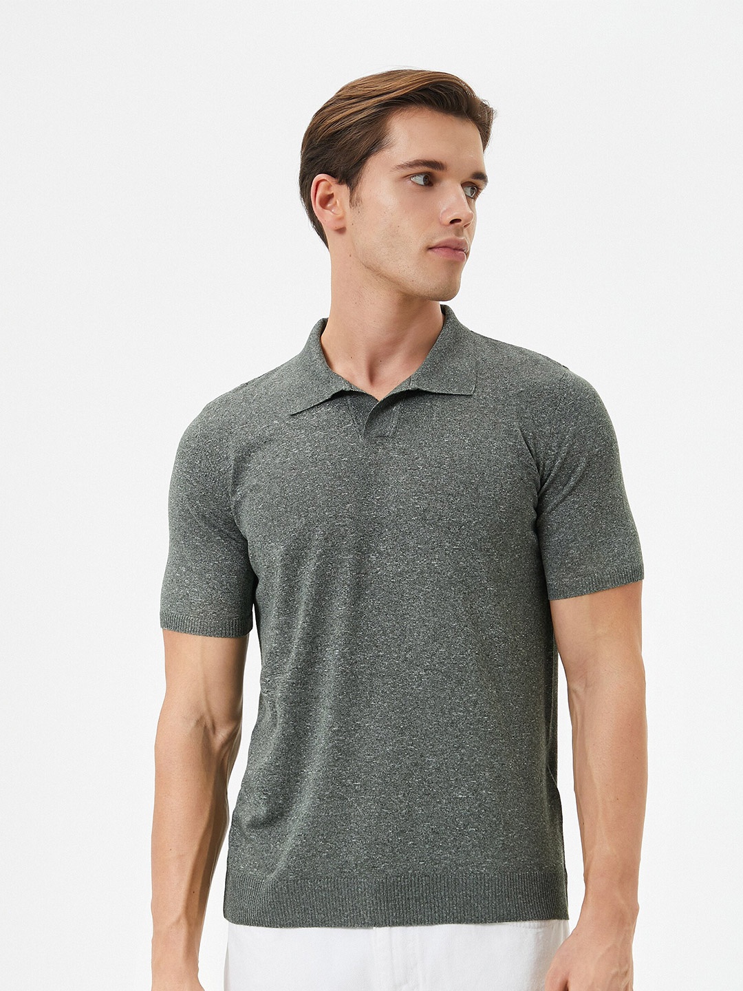 

Koton Polo Collar Short Sleeves Pullover Sweater, Grey